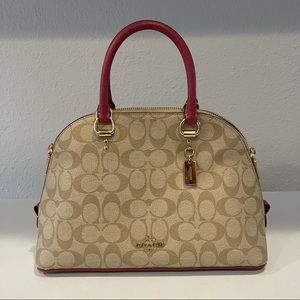 Khaki, Pink, and Burgundy Sig Coach Katy Bag-New With Tags-never used-reg $350